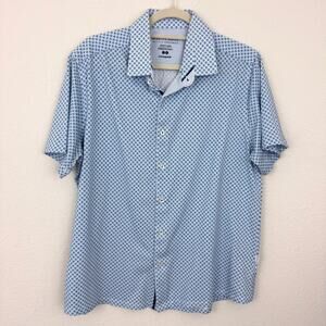 Stone Rose Mens Short Sleeve Button Shirt Size L Summer Knit Casual Travel Blue